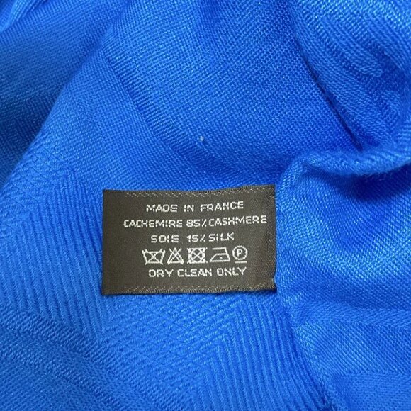 Auth HERMES New Libris - Blue Cashmere Silk Scarf - Picture 5 of 6